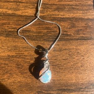 Lab created opal necklace diamond accent sterling silver